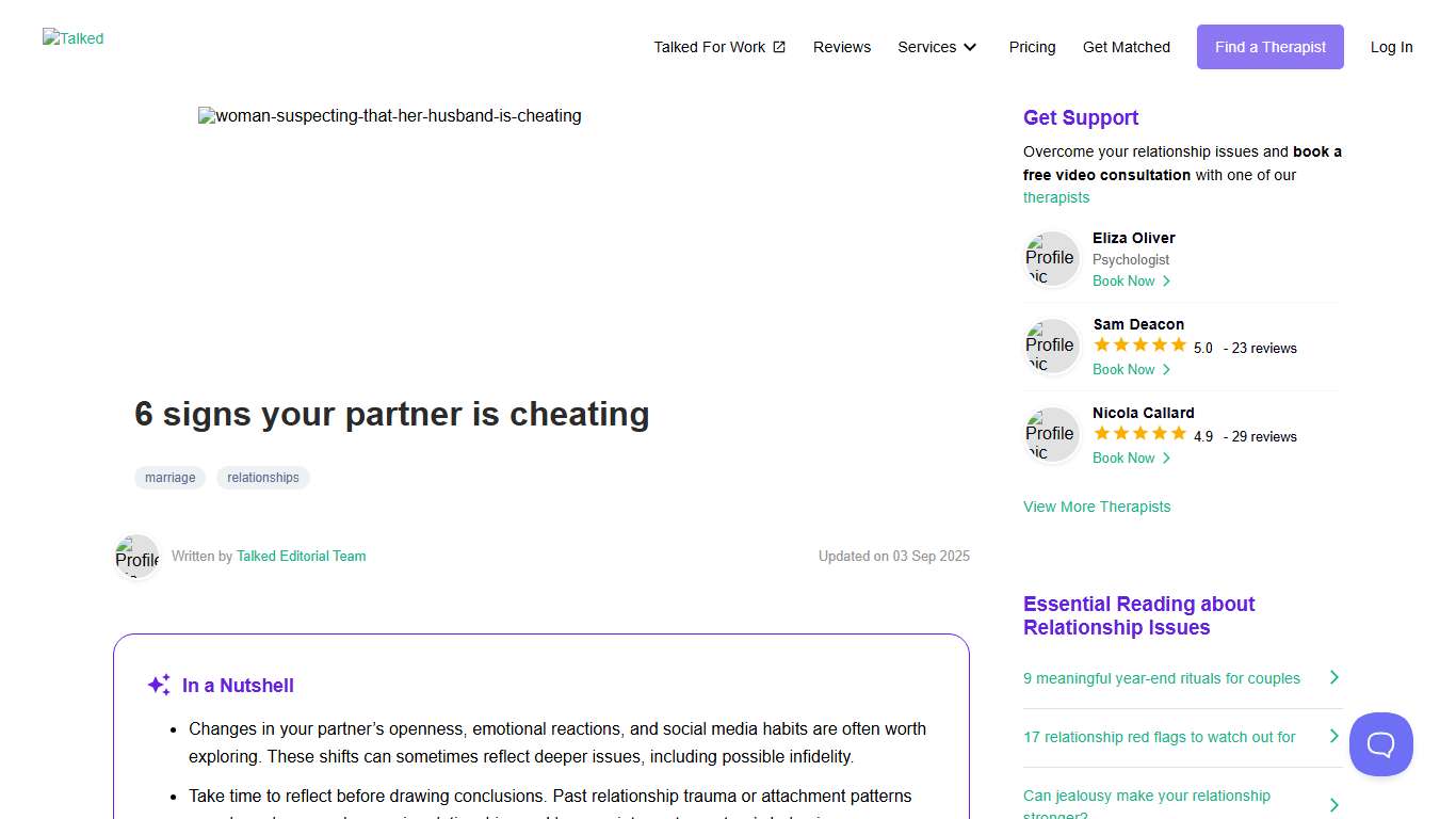 6 Signs Your Partner Is Cheating Talked